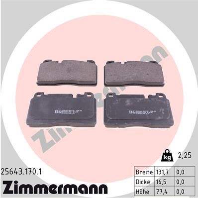 Снимка на Накладки ZIMMERMANN 25643.170.1 за Audi A6 Avant (4G5, C7) 3.0 TDI quattro - 218 коня дизел