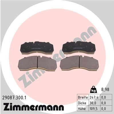 Снимка на Накладки ZIMMERMANN 29087.300.1 за камион Scania P,G,R,T Series R770 - 770 коня дизел