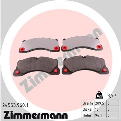 Снимка на Накладки ZIMMERMANN rd:z 24553.960.1 за Porsche Cayenne (955, 9PA) S 4.8 - 385 коня бензин