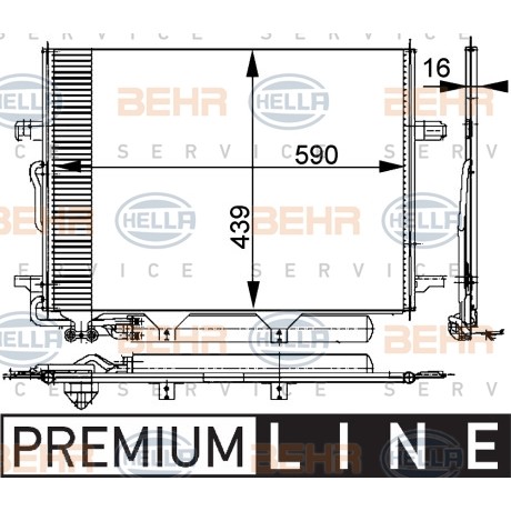 Снимка на радиатор за климатик HELLA BEHR  SERVICE  PREMIUM LINE 8FC 351 300-711 за Mercedes E-class Estate (s211) E 200 CDI (211.207) - 136 коня дизел
