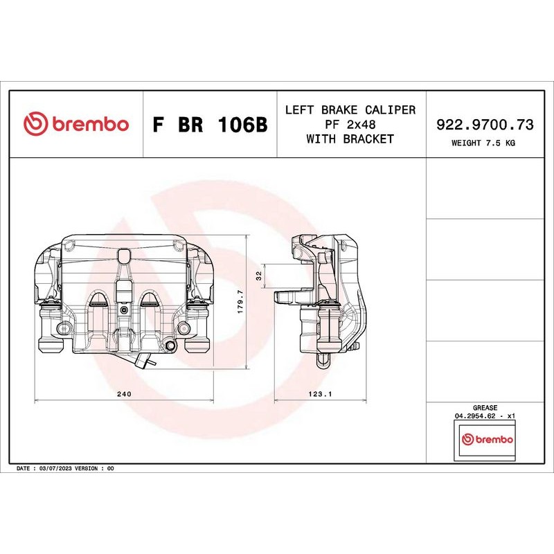 Снимка на Ремонтен комплект спирачен апарат BREMBO F KT 104