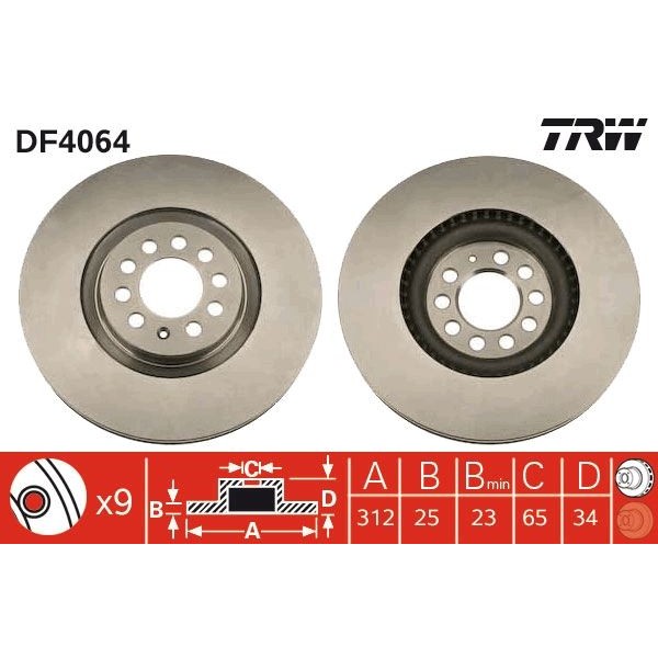 Снимка на Спирачен диск TRW черен DF4064