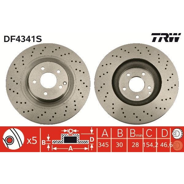 Снимка на Спирачен диск TRW черен DF4341S