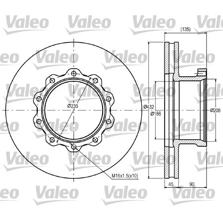 Снимка на спирачен диск VALEO 187076 за камион MAN TGX 33.540 - 540 коня дизел