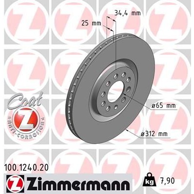 Снимка на Спирачен диск ZIMMERMANN COAT Z 100.1240.20