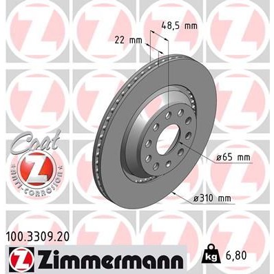 Снимка на Спирачен диск ZIMMERMANN COAT Z 100.3309.20