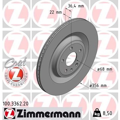 Снимка на Спирачен диск ZIMMERMANN COAT Z 100.3362.20