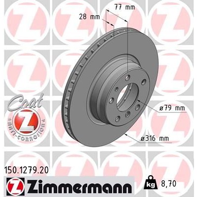 Снимка на Спирачен диск ZIMMERMANN COAT Z 150.1279.20