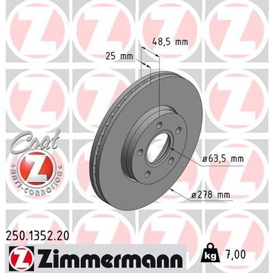 Снимка на Спирачен диск ZIMMERMANN COAT Z 250.1352.20