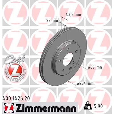 Снимка на Спирачен диск ZIMMERMANN COAT Z 400.1426.20