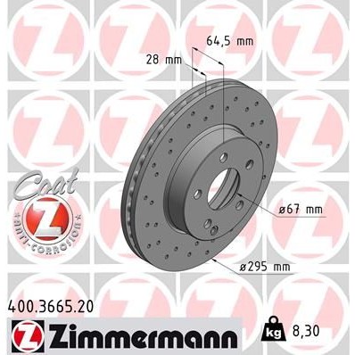 Снимка на Спирачен диск ZIMMERMANN COAT Z 400.3665.20