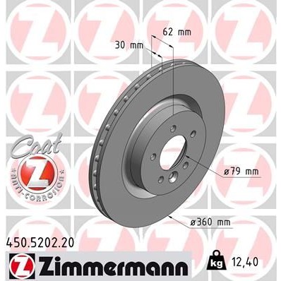 Снимка на Спирачен диск ZIMMERMANN COAT Z 450.5202.20