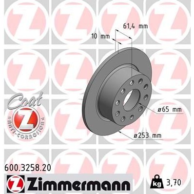 Снимка на Спирачен диск ZIMMERMANN COAT Z 600.3258.20
