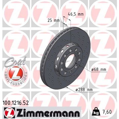 Снимка на Спирачен диск ZIMMERMANN SPORT COAT Z 100.1216.52