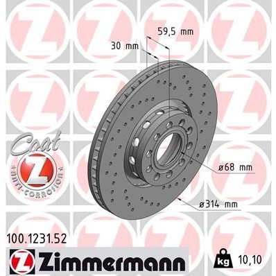 Снимка на Спирачен диск ZIMMERMANN SPORT COAT Z 100.1231.52