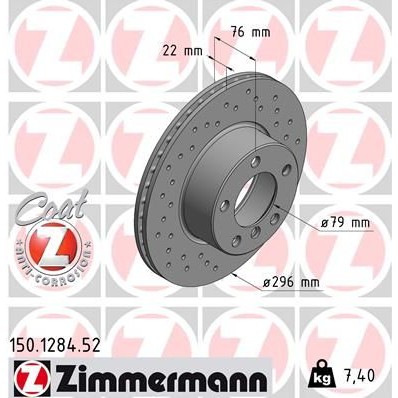 Снимка на Спирачен диск ZIMMERMANN SPORT COAT Z 150.1284.52