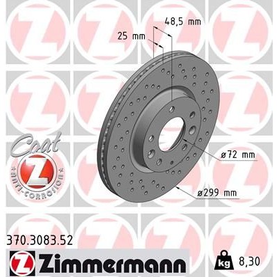 Снимка на Спирачен диск ZIMMERMANN SPORT COAT Z 370.3083.52