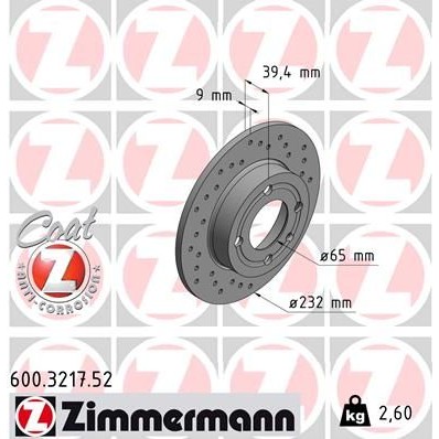 Снимка на Спирачен диск ZIMMERMANN SPORT COAT Z 600.3217.52