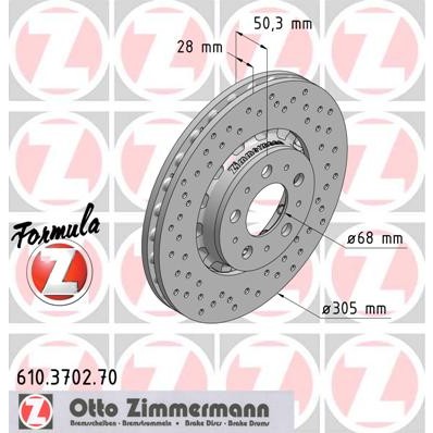 Снимка на спирачен диск ZIMMERMANN FORMULA Z BRAKE DISC 610.3702.70 за Volvo S80 Saloon (TS,XY) 3.0 - 196 коня бензин