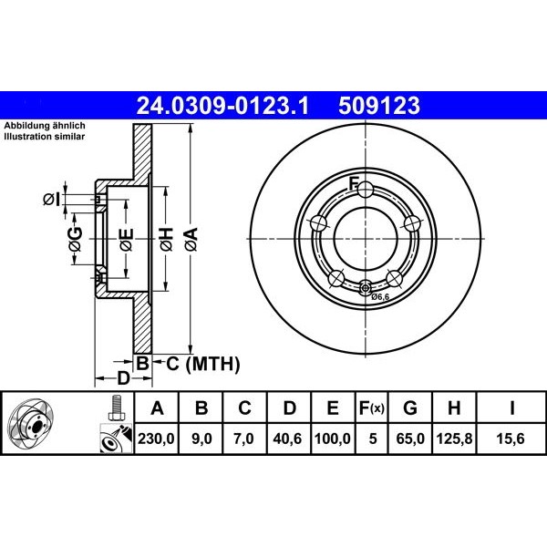 Снимка на Спирачен диск ATE PowerDisc 24.0309-0123.1 за Seat Leon (1M1) 1.6 - 100 коня бензин