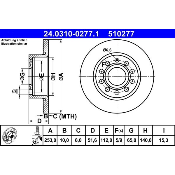 Снимка на Спирачен диск ATE PowerDisc 24.0310-0277.1 за Seat Leon (1P1) 2.0 Cupra R - 265 коня бензин