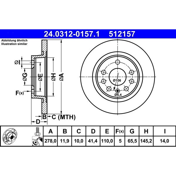 Снимка на Спирачен диск ATE PowerDisc 24.0312-0157.1 за Saab 9-3 Estate 2.0 t BioPower - 220 коня Бензин/Етанол