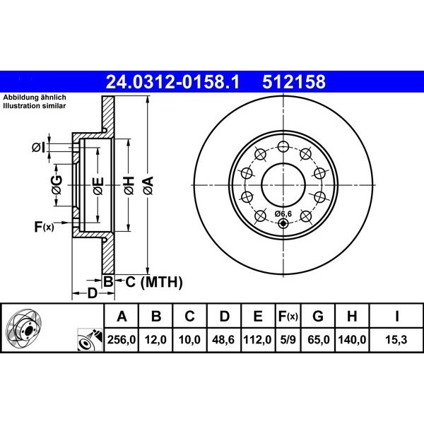 Снимка на Спирачен диск ATE PowerDisc 24.0312-0158.1 за Skoda Superb (3T4) 2.0 TDI - 140 коня дизел