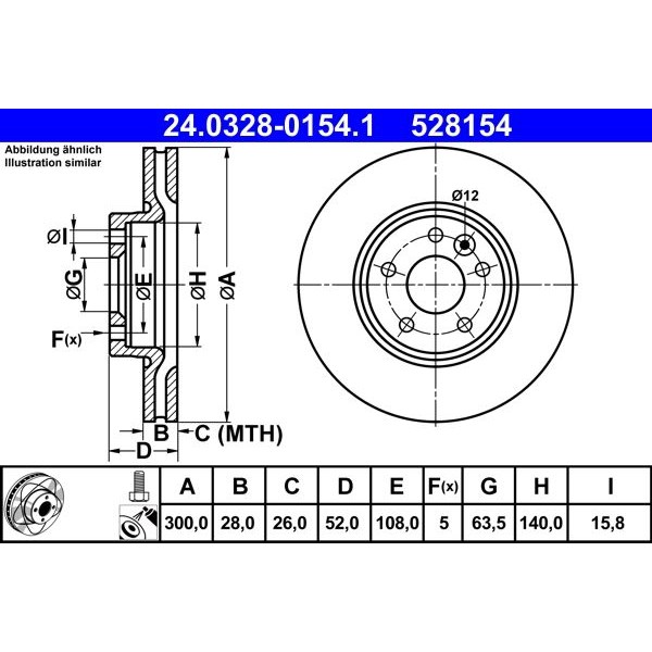 Снимка на Спирачен диск ATE PowerDisc 24.0328-0154.1 за Ford S-Max 2.3 - 160 коня бензин