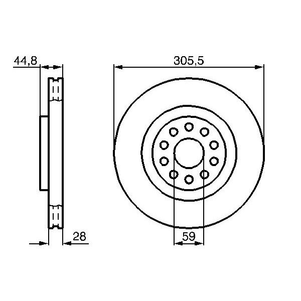 Снимка на Спирачен диск BOSCH 0 986 478 963 за Lancia Thesis (841AX) 2.4 JTD (841AXD1B02) - 150 коня дизел