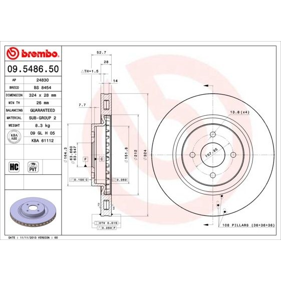 Снимка на Спирачен диск BREMBO COATED DISC LINE 09.5509.11 за Honda Civic 6 Saloon (EJ,EK) 1.7 - 125 коня бензин