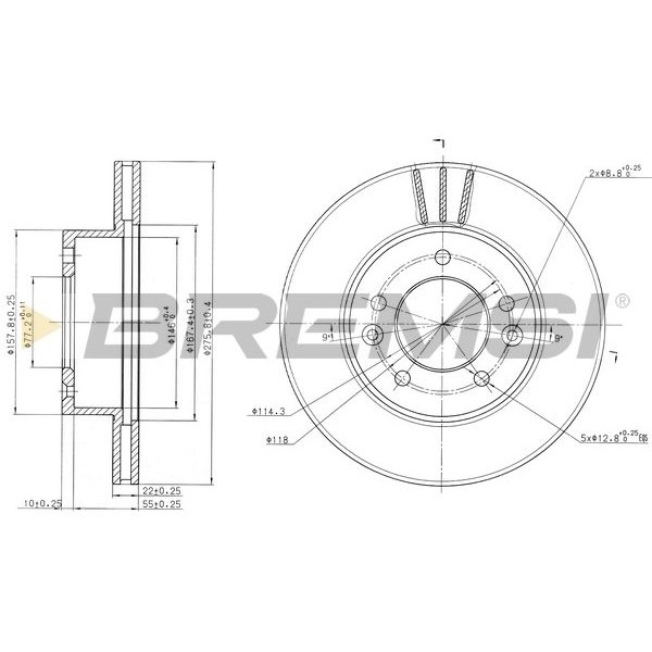 Снимка на Спирачен диск BREMSI CD6455V за Mazda RX-7 (FC) 1.3 (FC3S, FC1031) - 150 коня бензин