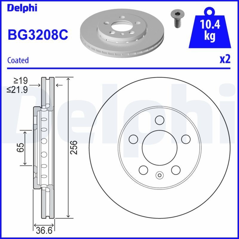 Снимка на Спирачен диск DELPHI BG3208C за VW Bora Estate (1J6) 1.9 TDI 4motion - 101 коня дизел