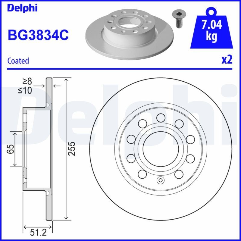 Снимка на Спирачен диск DELPHI BG3834C за Seat Leon (5F1) 1.4 TSI - 140 коня бензин