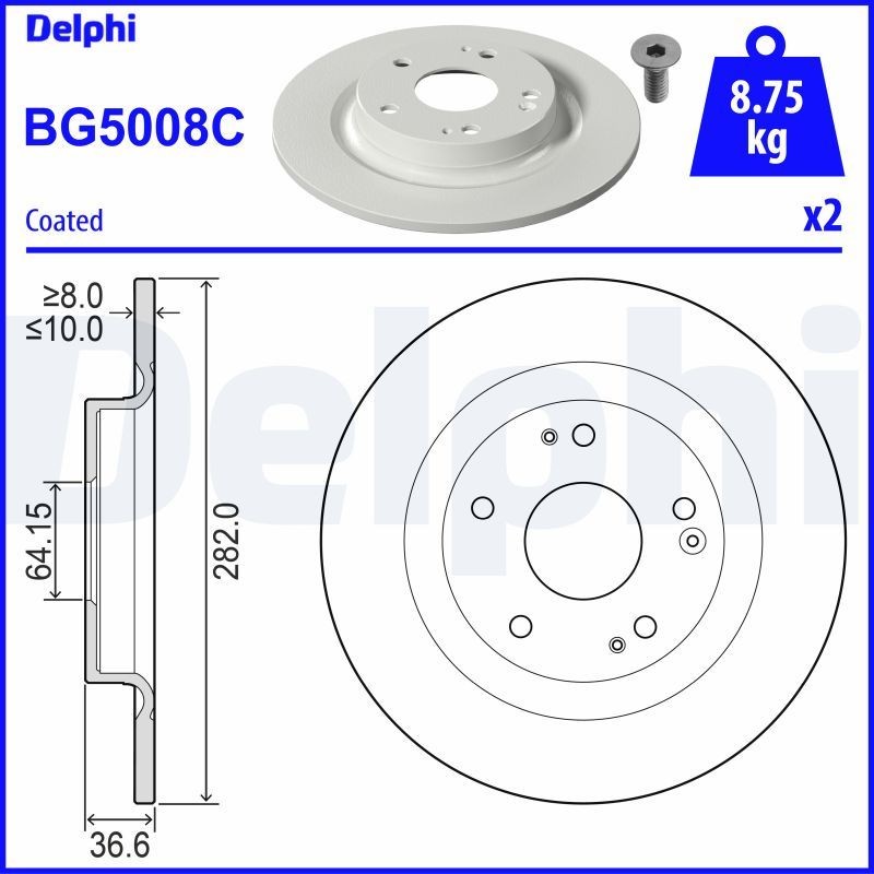 Снимка на Спирачен диск DELPHI BG5019C за Seat Altea XL (5P5,5P8) 1.8 TFSI - 160 коня бензин