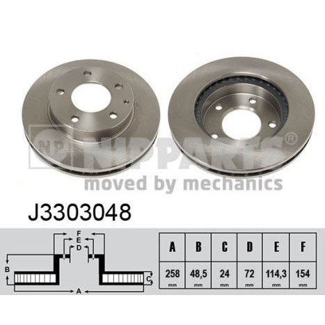 Снимка на Спирачен диск NIPPARTS J3303048 за Mazda 626 Saloon (GE) 2.5 24V - 165 коня бензин