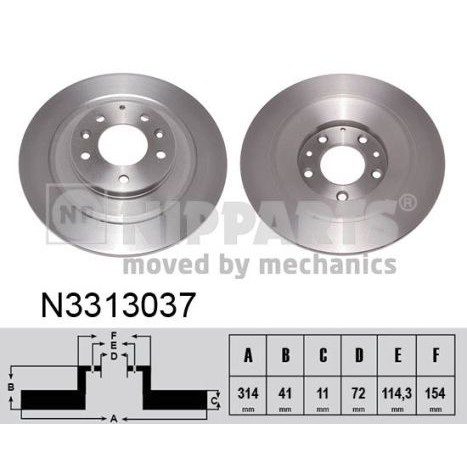 Снимка на Спирачен диск NIPPARTS N3313037 за Mazda 6 Hatchback (GG) 2.0 DI (GG14) - 143 коня дизел