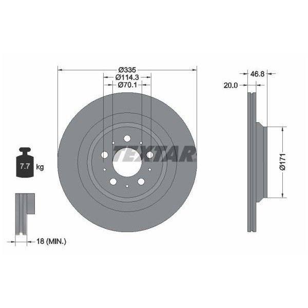 Снимка на Спирачен диск TEXTAR 92012100 за Seat Ibiza 2 (6K2) 1.6 i - 75 коня бензин