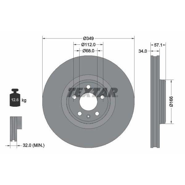 Снимка на Спирачен диск TEXTAR 92021800 за Volvo 240 Saloon (P242, P244) 2.3 - 136 коня бензин