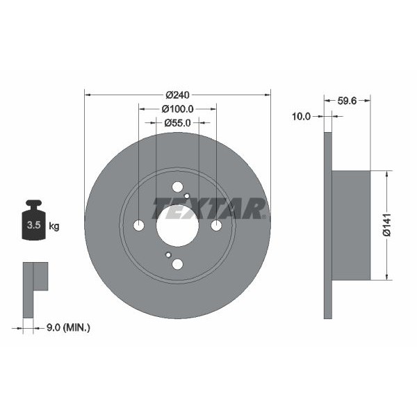 Снимка на Спирачен диск TEXTAR PRO+ 92082305 за Seat Leon (1M1) 1.6 - 100 коня бензин