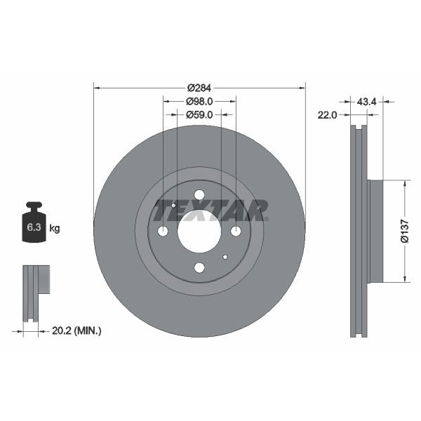 Снимка на Спирачен диск TEXTAR PRO 92145703 за Opel Corsa D 1.4 (L08, L68) - 100 коня бензин
