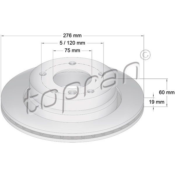 Снимка на Спирачен диск TOPRAN COATED 500 577 за BMW 3 Sedan E46 318 d - 116 коня дизел