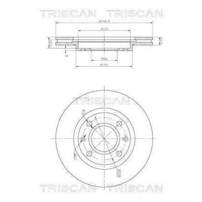 Снимка на Спирачен диск TRISCAN COATED 8120 10102C за Peugeot 206 Hatchback 1.1 i - 60 коня бензин