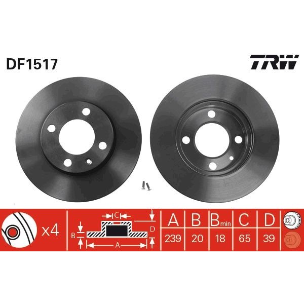 Снимка на Спирачен диск TRW черен DF1517 за Seat Cordoba Saloon (6K2,C2) 1.6 i - 75 коня бензин