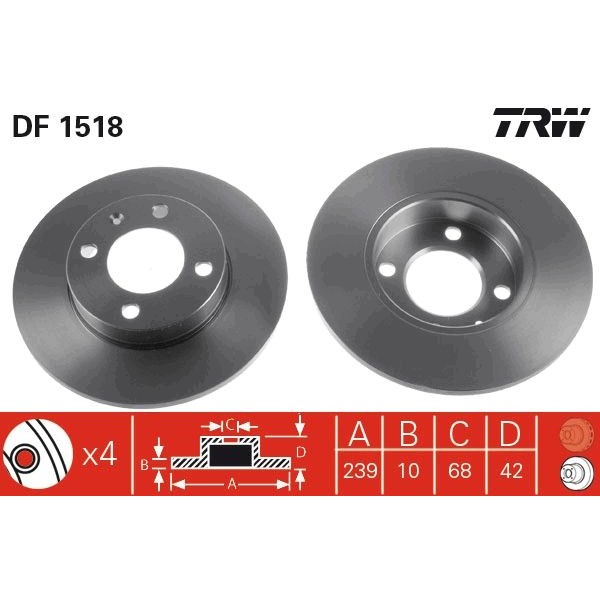 Снимка на Спирачен диск TRW черен DF1518 за VW Polo 3 Classic (6kv2) 75 1.6 - 75 коня бензин