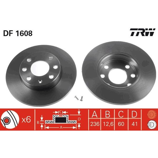 Снимка на Спирачен диск TRW черен DF1608 за Opel Vita B 1.2 i (F08, F68, M68) - 45 коня бензин