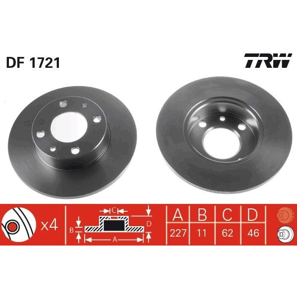 Снимка на Спирачен диск TRW черен DF1721 за Autobianchi Y10 1.0 - 45 коня бензин
