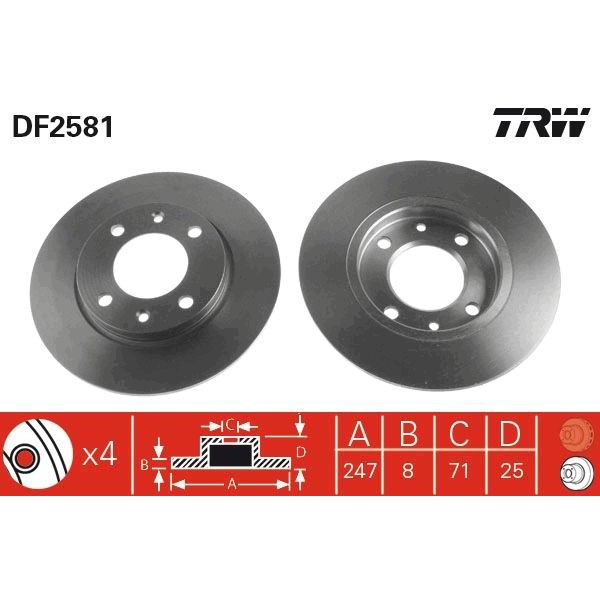 Снимка на Спирачен диск TRW черен DF2581 за Citroen Saxo S0,S1 1.6 VTS - 98 коня бензин