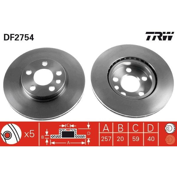 Снимка на Спирачен диск TRW черен DF2754 за Fiat Scudo BOX 220L 2.0 JTD - 94 коня дизел