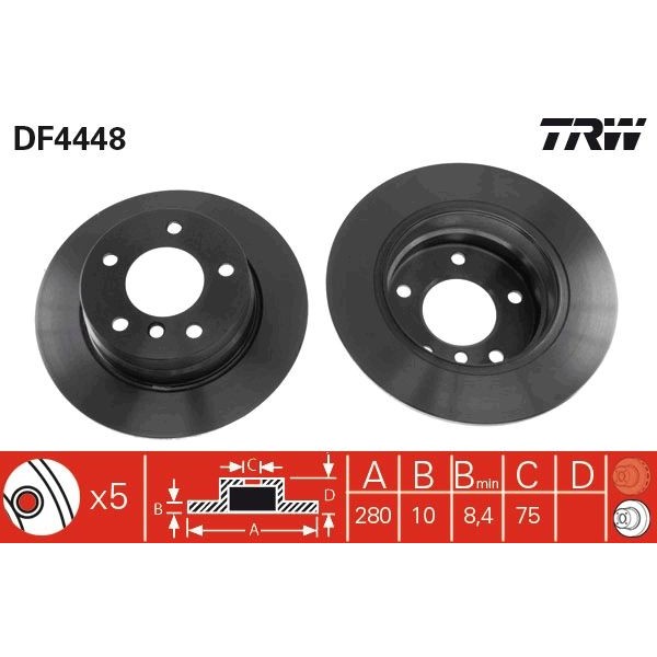 Снимка на Спирачен диск TRW черен DF4448 за BMW 1 E81 116 d - 116 коня дизел
