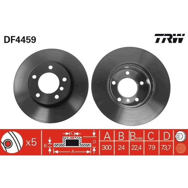 Снимка на Спирачен диск TRW черен DF4459 за BMW 3 Sedan E90 320 i - 170 коня бензин